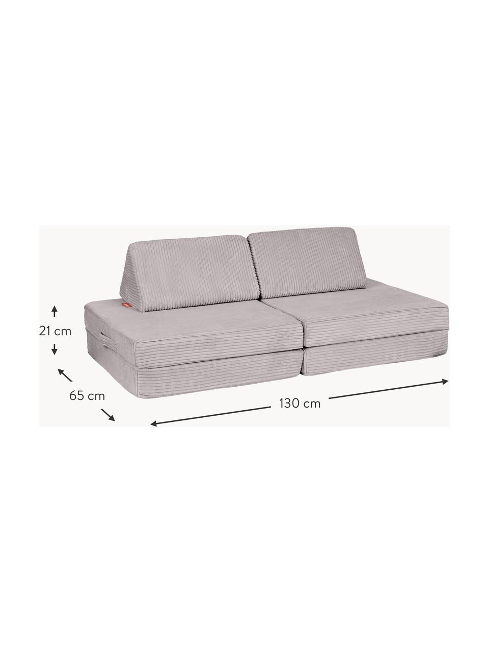 Modulares Kinder-Spielsofa Mila aus Cord, handgefertigt, Bezug: Cord (100 % Polyester) De, Cord Hellgrau, B 130 x T 65 cm