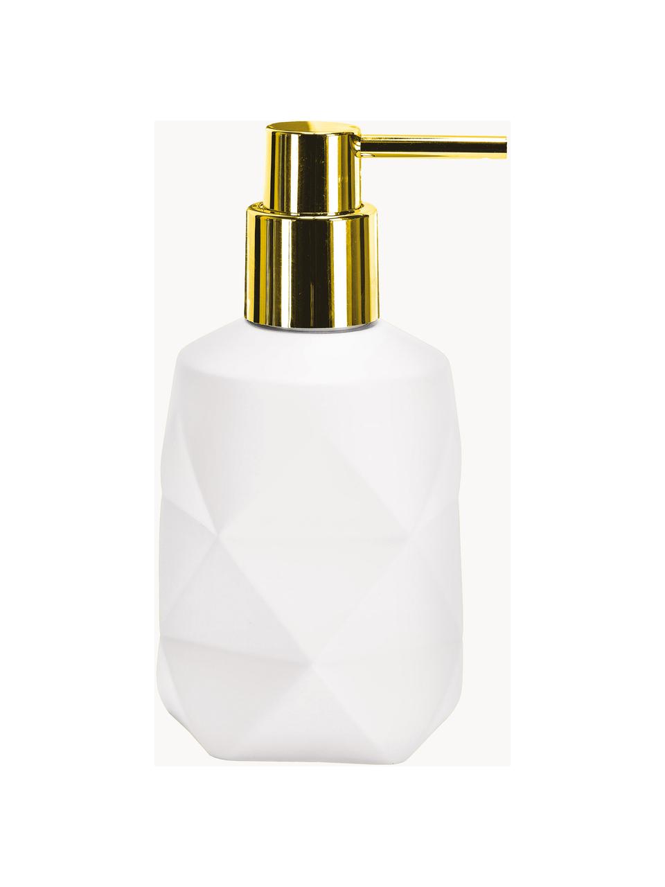 Distributeur de savon Crackle, Blanc, doré, Ø 8 x haut. 17 cm