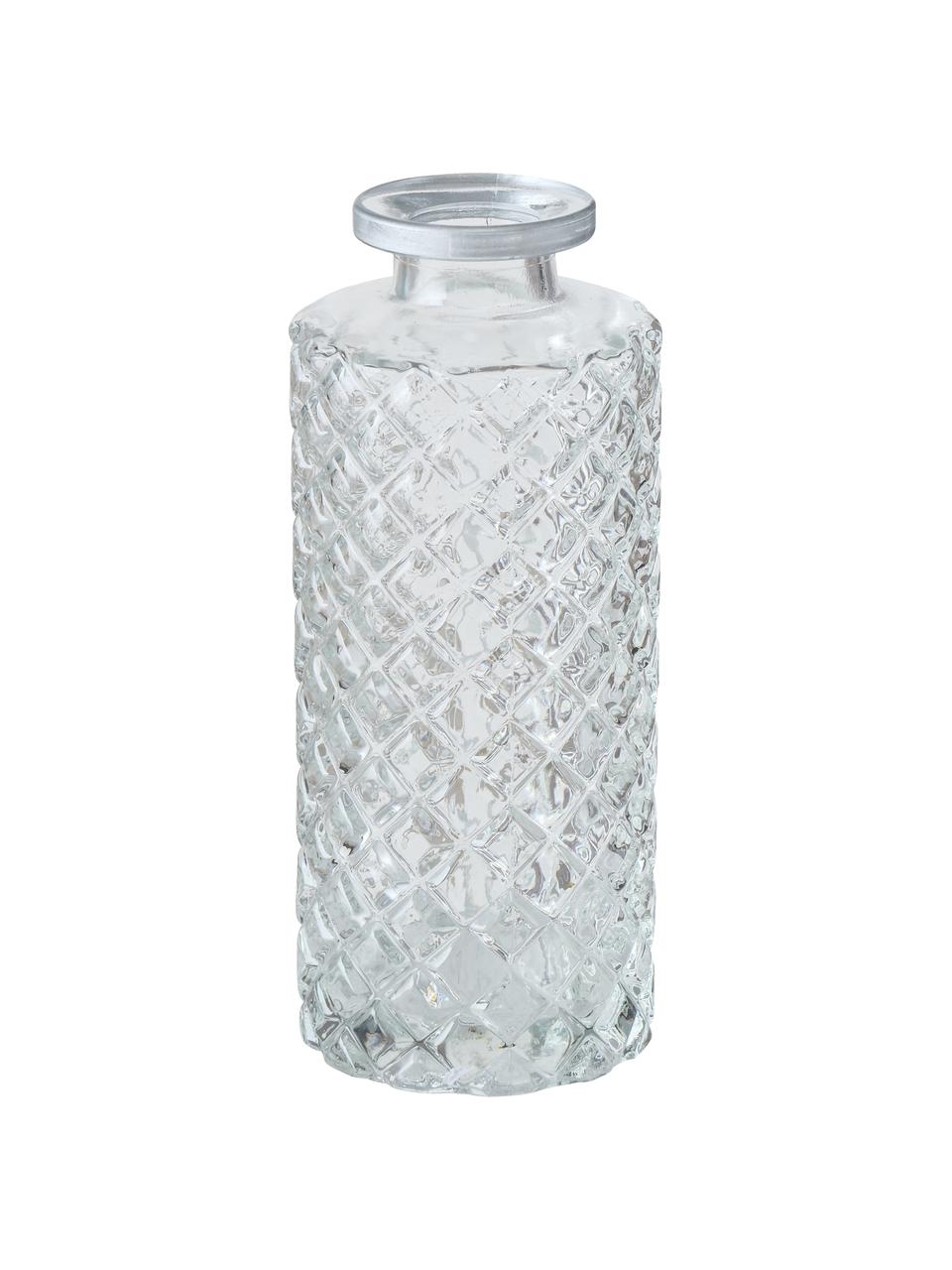 Set de jarrones pequeños de vidrio Adore, 3 uds., Vidrio, Transparente con borde plateado, Ø 5 x Al 13 cm