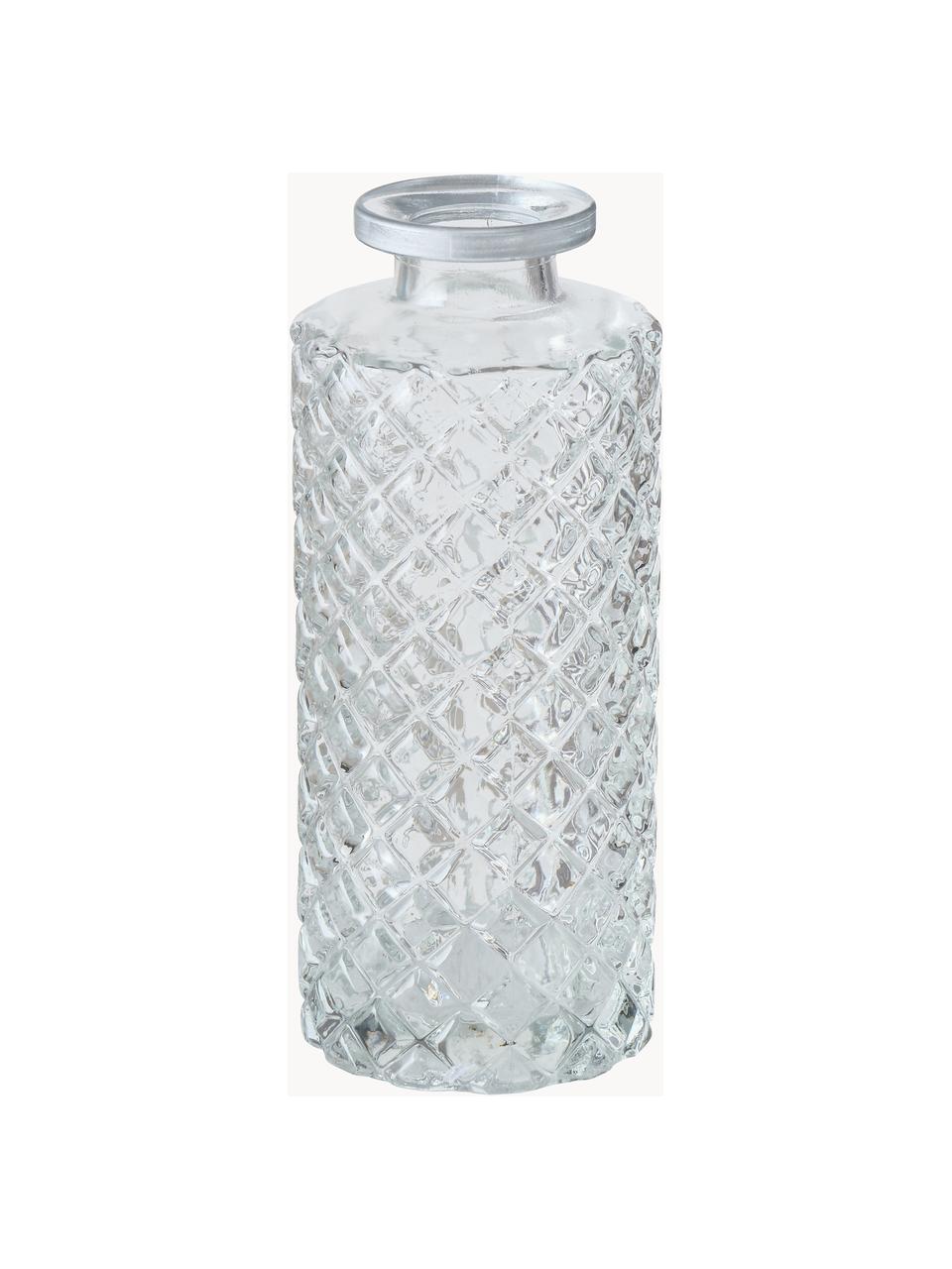 Kleine Vasen Adore aus Glas, 3er-Set, Glas, Transparent, Silberfarben, Ø 5 x H 13 cm