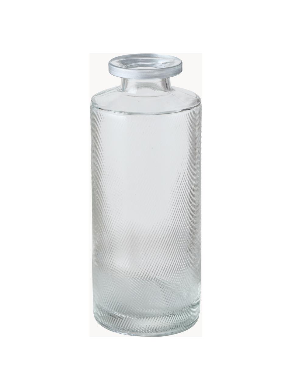 Kleine Vasen Adore aus Glas, 3er-Set, Glas, Transparent, Silberfarben, Ø 5 x H 13 cm