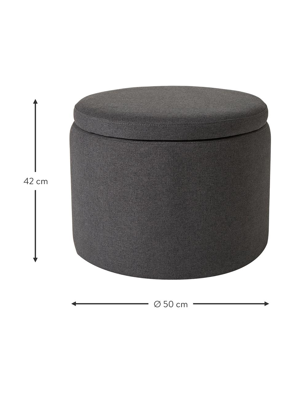 Puf tapizado Alida, con espacio de almacenamiento, Tapizado: 100% poliéster Alta resis, Estructura: madera contrachapada, met, Terciopelo gris oscuro, Ø 50 x Al 42 cm