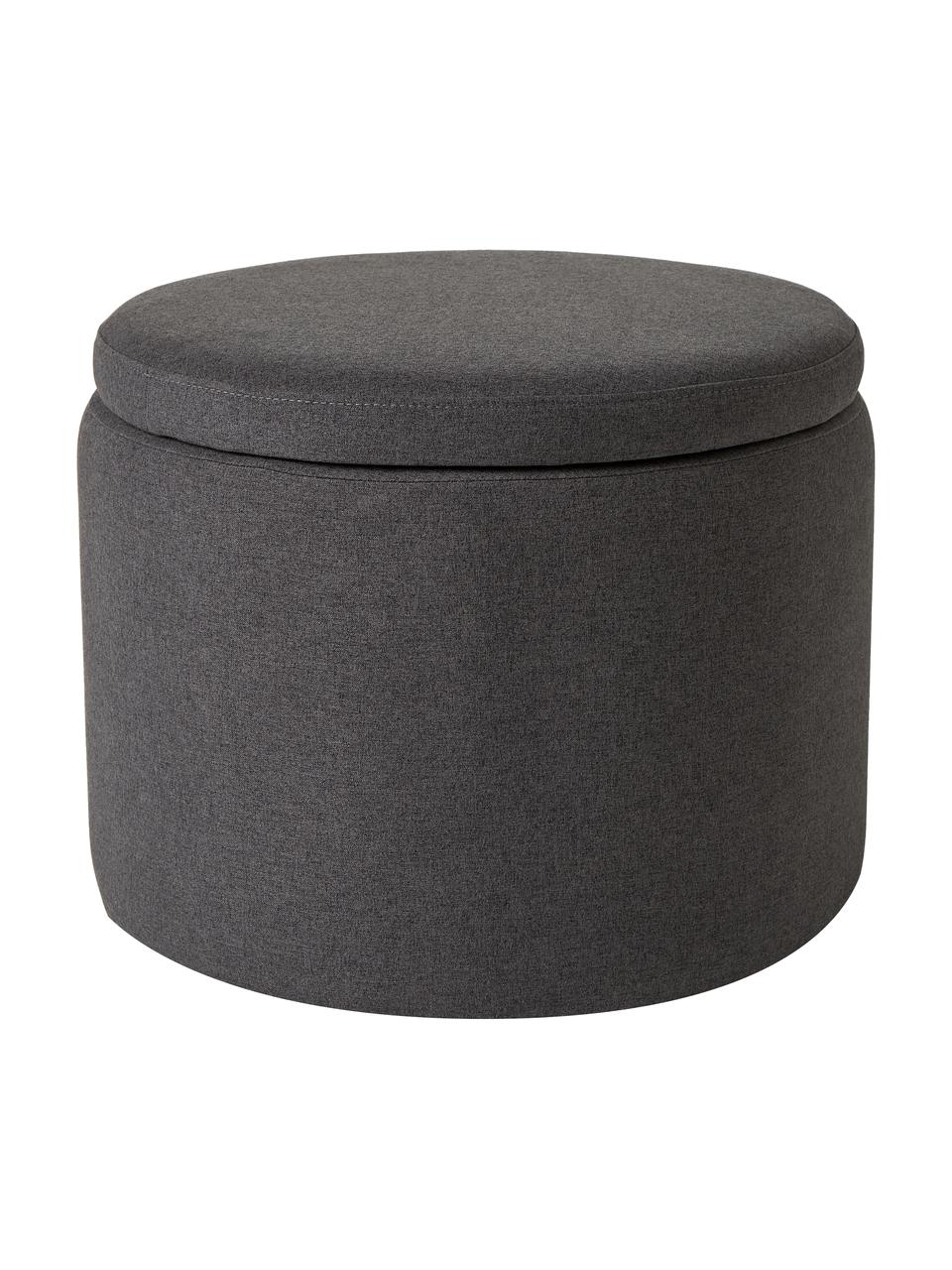 Pouf con vano contenitore Alida, Rivestimento: 100% poliestere Con 35.00, Rivestimento: schiuma, Tessuto grigio scuro, Ø 50 x Alt. 42 cm