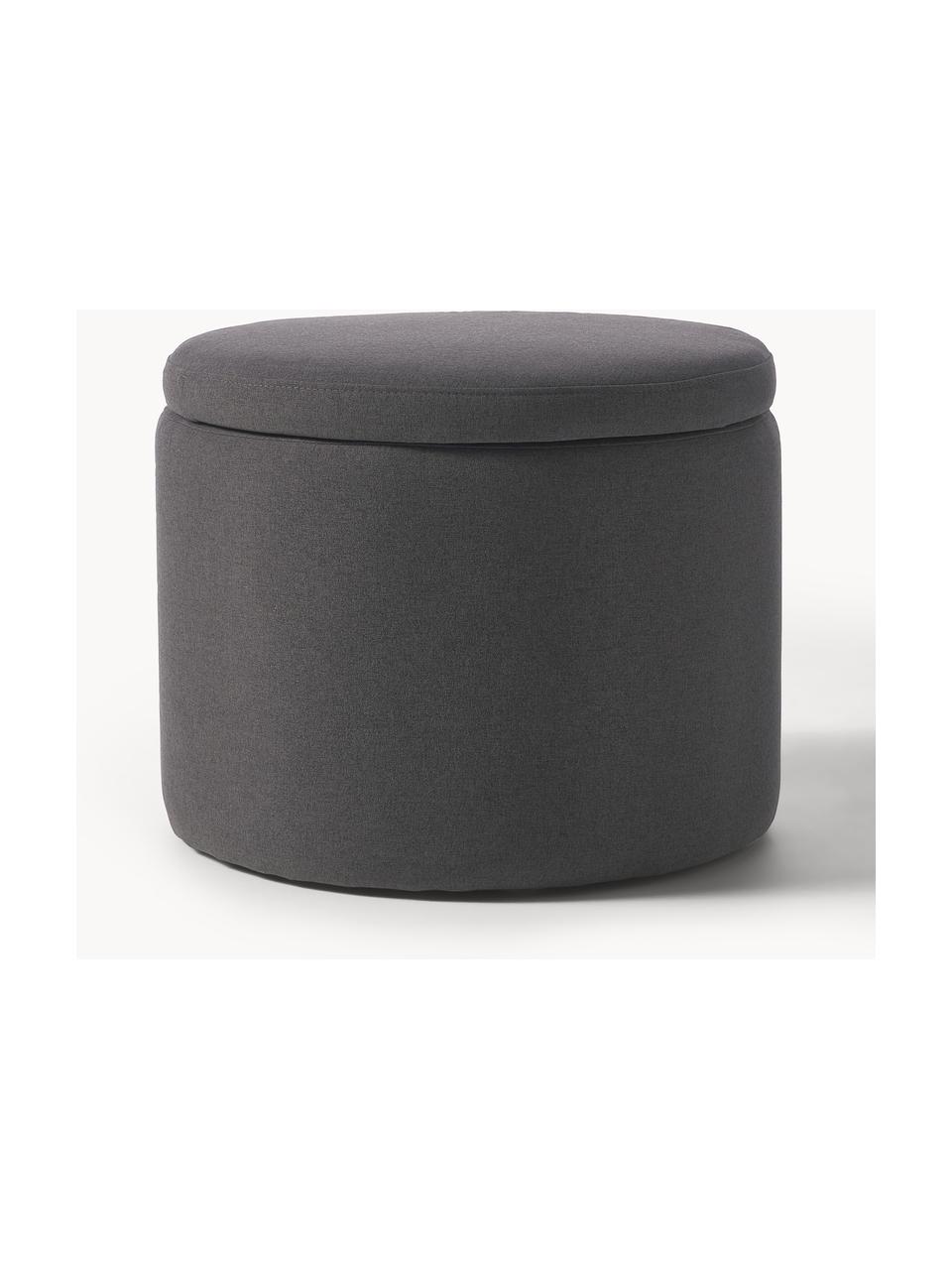 Pouf contenitore Alida, Rivestimento: 100% poliestere Con 35.00, Tessuto antracite, Ø 50 x Alt. 42 cm