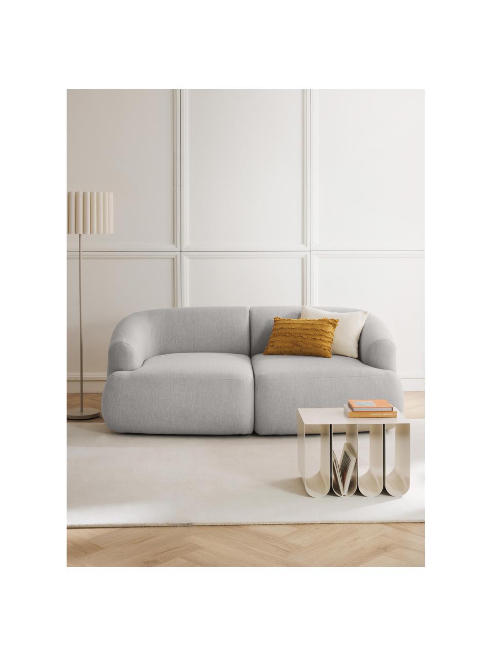 Modulaire bank Sofia (2-zits), Bekleding: 100 % polypropyleen, Frame: sparrenhout, spaanplaat, , Poten: kunststof, Geweven stof grijs, B 186 x H 103 cm