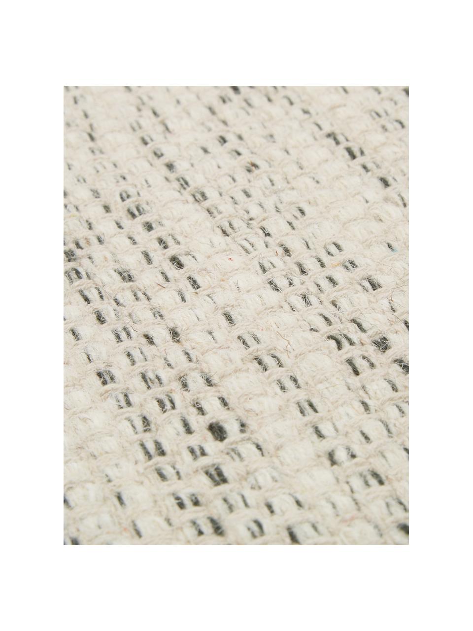 Handgewebter Wollläufer Lule mit Farbverlauf in Beige/Grün, 70% Wolle, 30% Baumwolle, Dunkelgrün, Beige, 80 x 250 cm