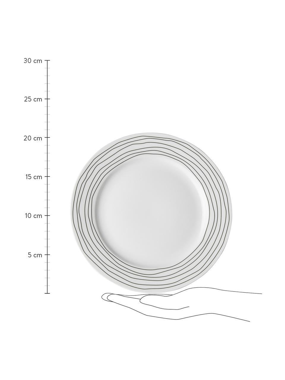 Talerz śniadaniowy Eris Loft, 4 szt., Porcelana, Biały, czarny, Ø 21 x W 2 cm