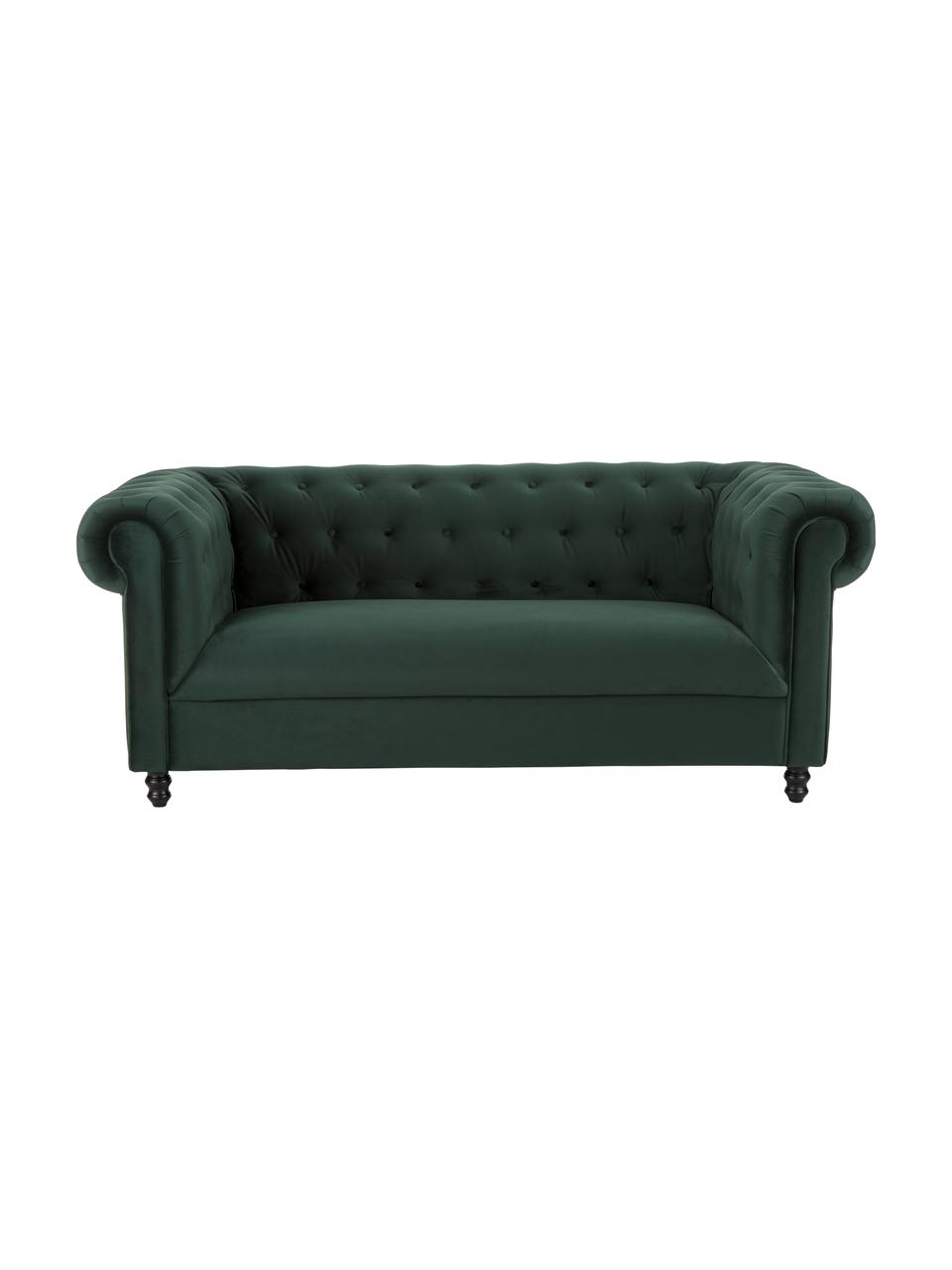 Canapé Chesterfield 2 places velours Chester, Velours vert forêt, larg. 186 x prof. 94 cm