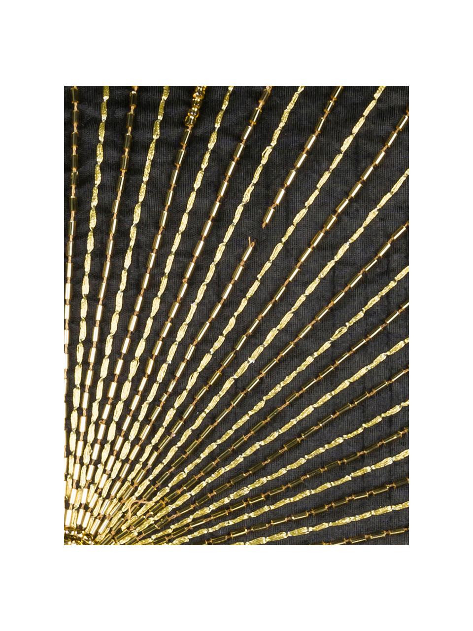 Funda de cojín bordada Sunray, Poliéster, Negro, dorado, An 40 x L 40 cm