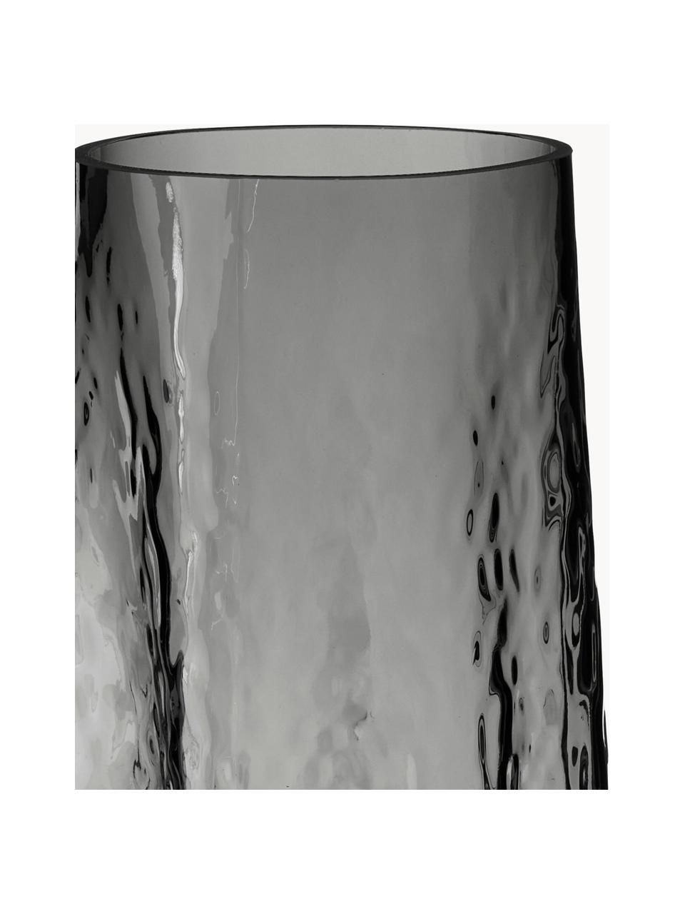 Vaso in vetro soffiato con superficie strutturata Gry, alt. 30 cm, Vetro soffiato, Antracite semitrasparente, Ø 15 x Alt. 30 cm