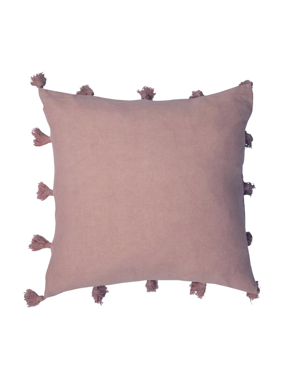 Federa arredo con nappe Bonita, Rivestimento: cotone, Terracotta, Larg. 45 x Lung. 45 cm