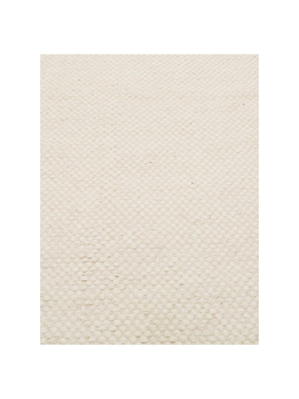 Handgewebter Kelimteppich Delight aus Wolle in Cremeweiss, Vorderseite: 90% Wolle, 10% Baumwolle, Rückseite: Baumwolle, Wollweiss, B 250 x L 350 cm (Grösse XL)