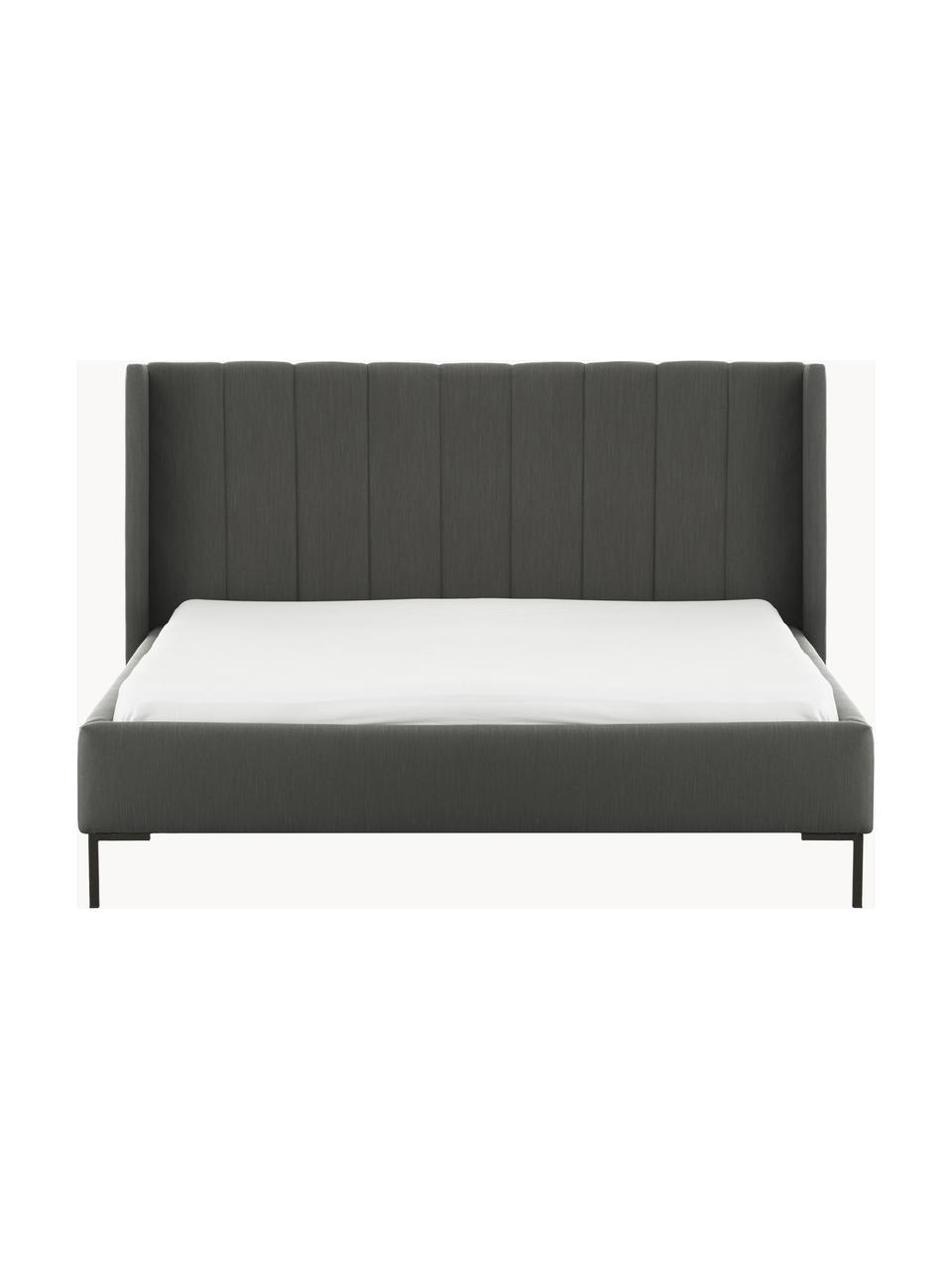 Cama tapizada Dusk, Tapizado: tejido finamente estructu, Estructura: madera de pino maciza con, Patas: metal con pintura en polv, Tejido gris antracita, An 140 x L 200 cm