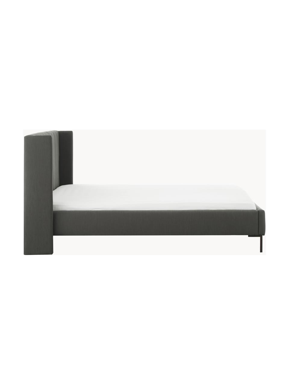 Cama tapizada Dusk, Tapizado: tejido finamente estructu, Estructura: madera de pino maciza con, Patas: metal con pintura en polv, Tejido gris antracita, An 140 x L 200 cm