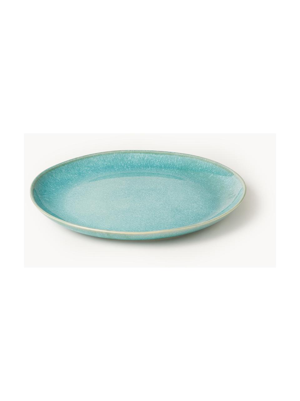 Set 12 piatti fatti a mano con smalto reattivo Anthia, 4 persone, Gres, Turchese, 4 persone (12 pz)