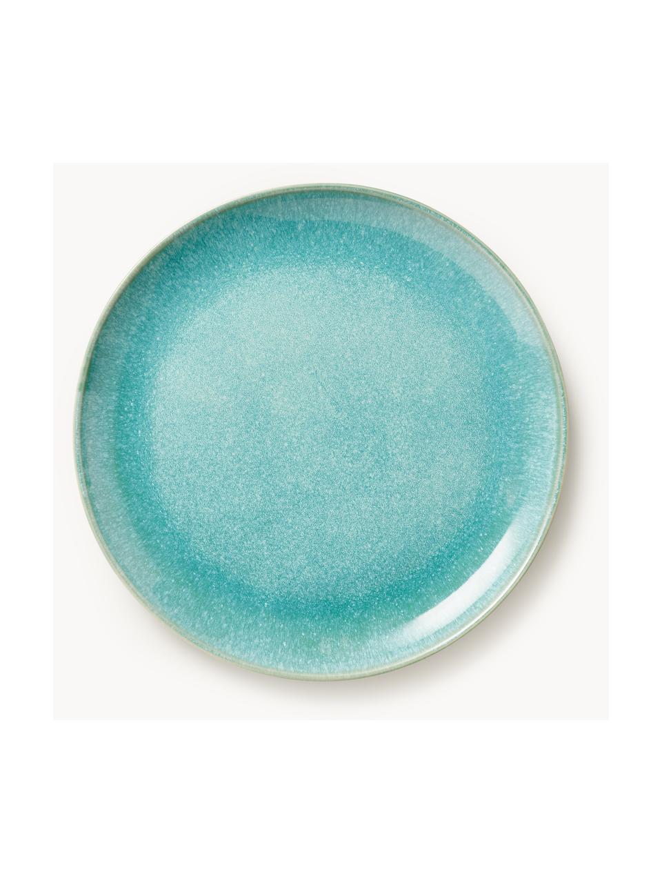 Set 12 piatti fatti a mano con smalto reattivo Anthia, 4 persone, Gres, Turchese, 4 persone (12 pz)