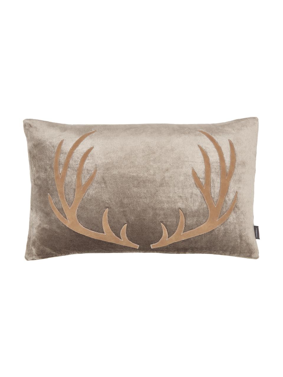 Cuscino in velluto con imbottitura Antler, Rivestimento: 50% viscosa, 50% cotone, Taupe, marrone, Larg. 30 x Lung. 50 cm