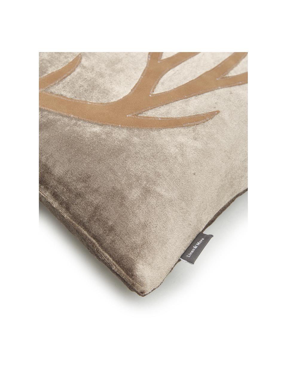 Coussin rectangulaire velours Antler, Taupe, brun, larg. 30 x long. 50 cm