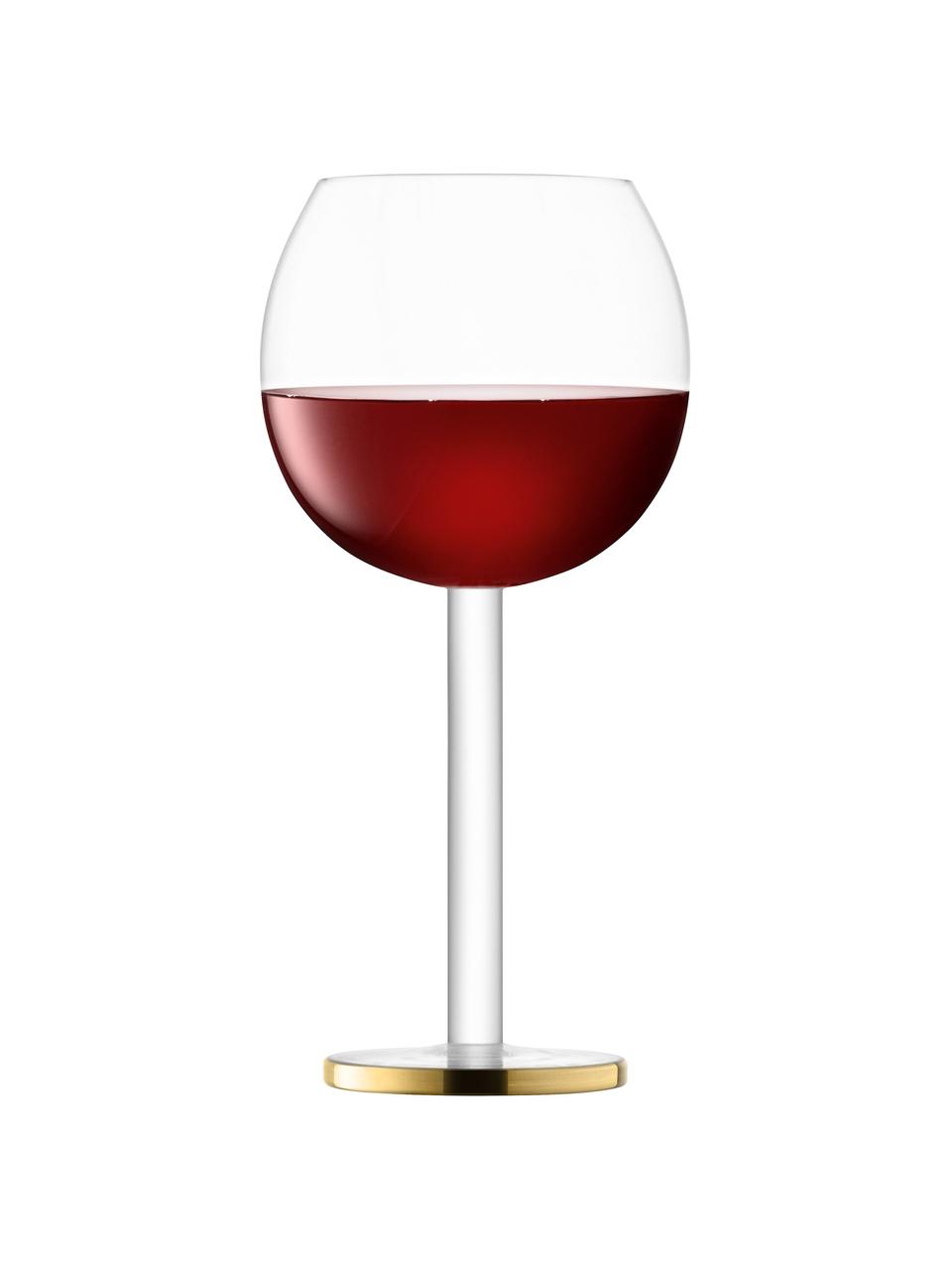 Mondgeblazen wijnglazen Luca, 2 stuks, Glas, Transparant met goudkleurige rand, Ø 9 x H 19 cm, 320 ml