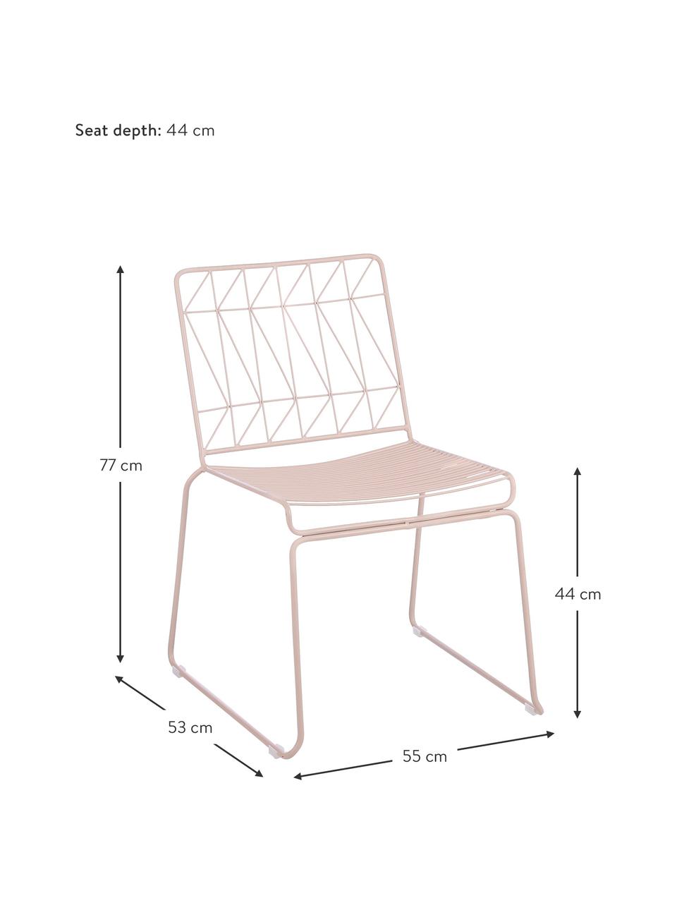 Sedia da balcone rosa Bueno, Metallo rivestito, Rosa, Larg. 55 x Alt. 77 cm