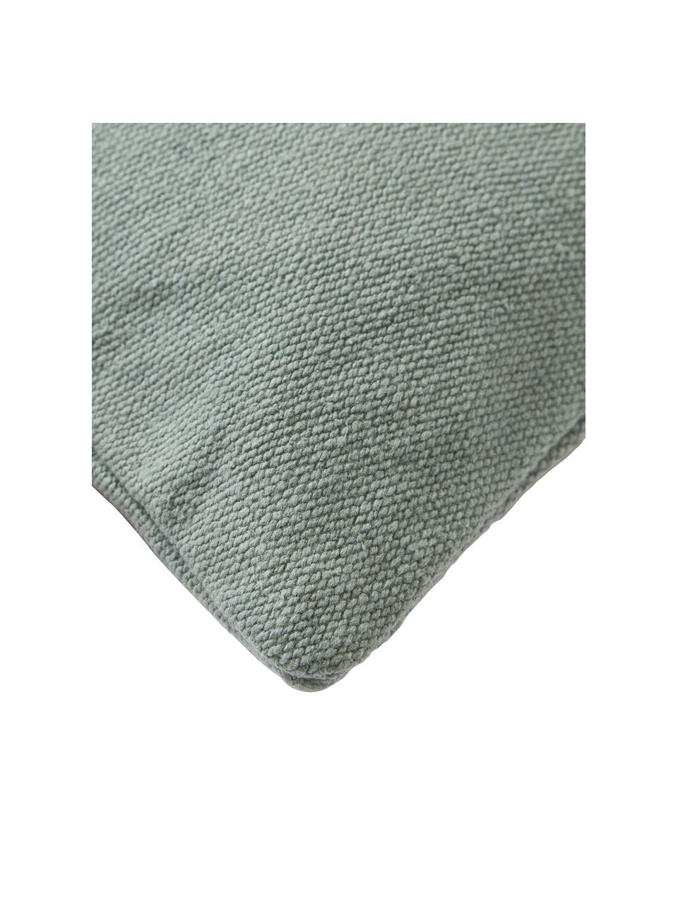 Copricuscino con decoro marittimo a nodo Galliot, 100% cotone, Verde grigio, beige, Larg. 40 x Lung. 40 cm