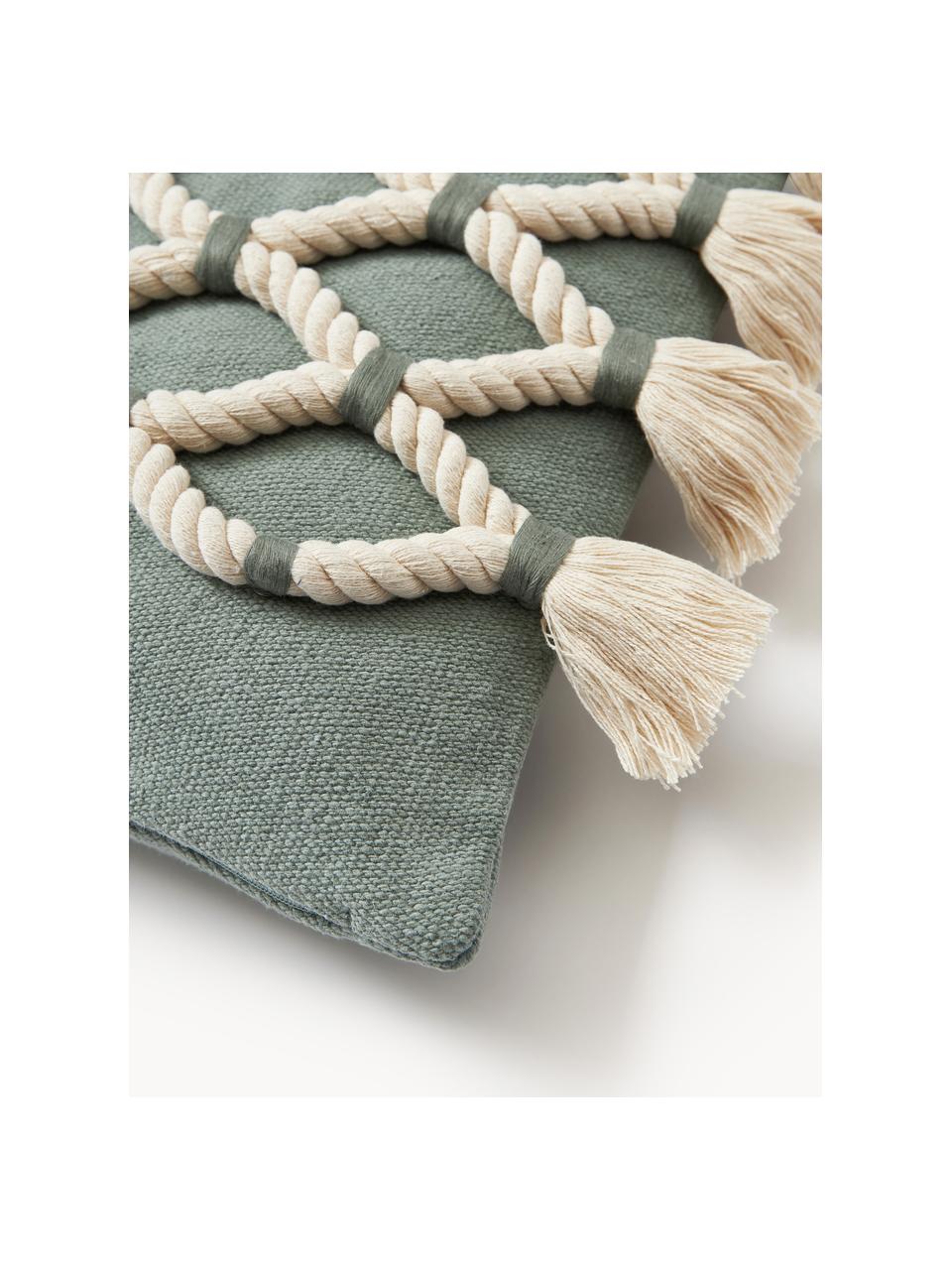 Poszewka na poduszkę Galliot, 100% bawełna, Szałwiowy zielony, kremowobiały, S 40 x D 40 cm