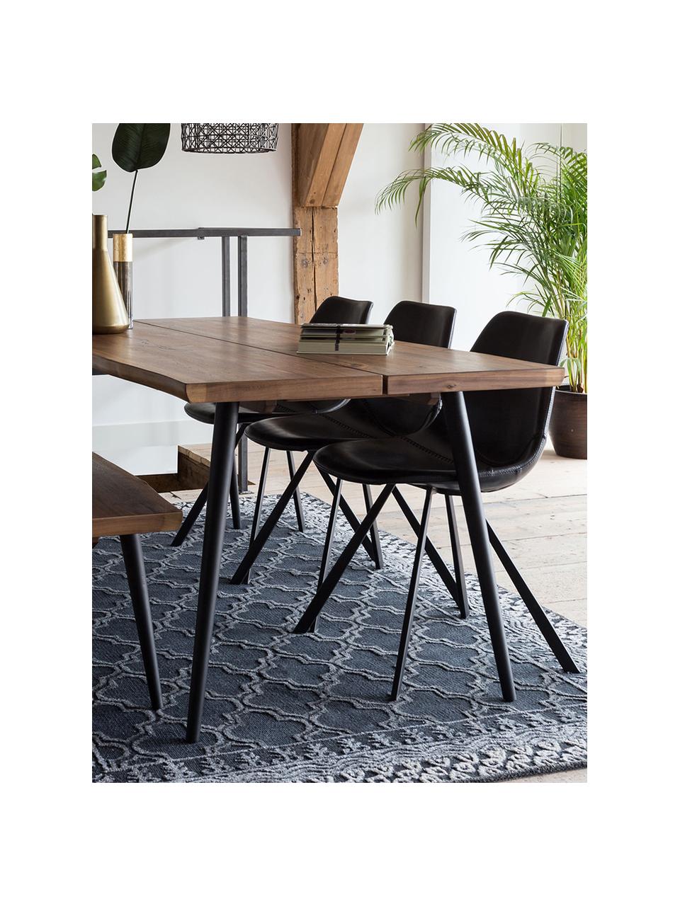 Tavolo con design bordo albero Alagon, Gambe: acciaio verniciato a polv, Finitura in legno di noce, Larg. 160 x Prof. 90 cm