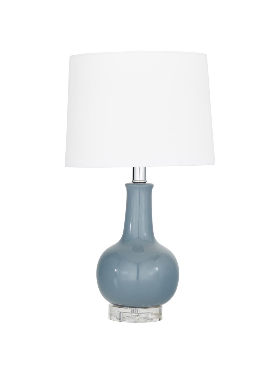 Lámpara de mesa de cerámica Brittany, Pantalla: tela, Cable: plástico, Blanco, gris, Ø 28 x Al 48 cm