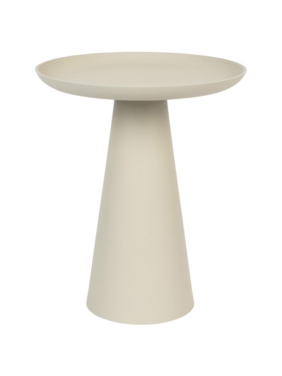 Tavolino rotondo in metallo beige Ringar, Alluminio verniciato a polvere, Beige opaco, Ø 35 x Alt. 42 cm