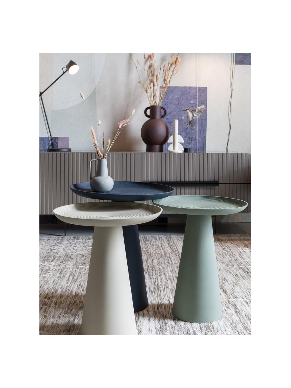 Tavolino rotondo in metallo Ringar, Alluminio verniciato a polvere, Beige, Ø 40 x Alt. 50 cm