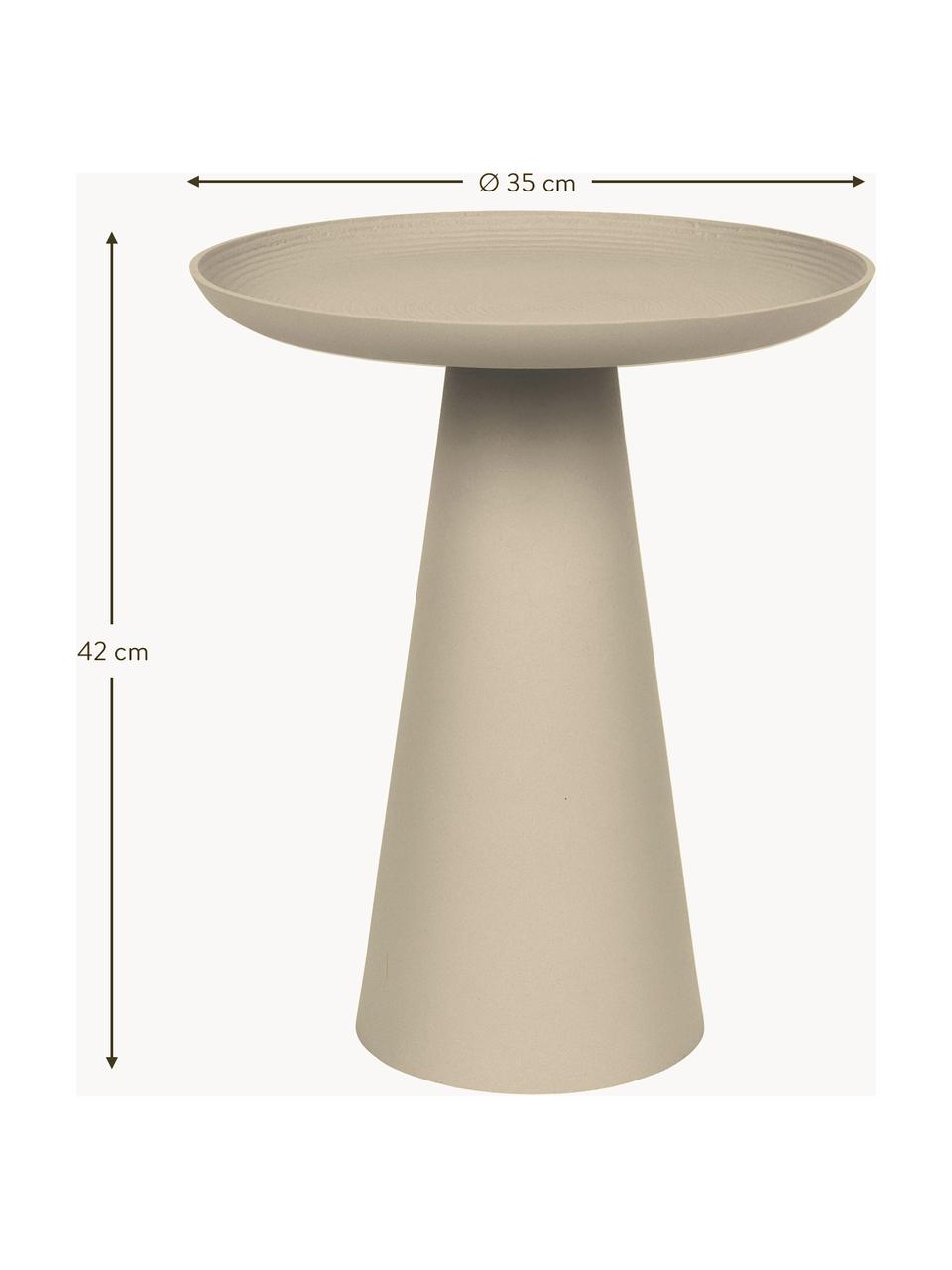 Kulatý kovový odkládací stolek Ringar, Hliník s práškovým nástřikem, Světle béžová, Ø 40 cm, V 50 cm