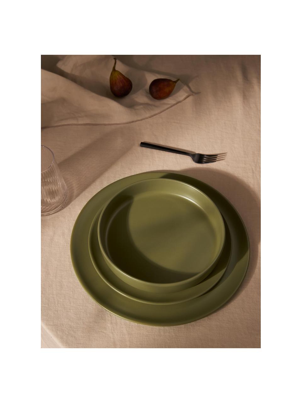 Geschirr-Set Celine, 12er-Set, Steingut, Olivgrün, 4 Personen (12-tlg.)
