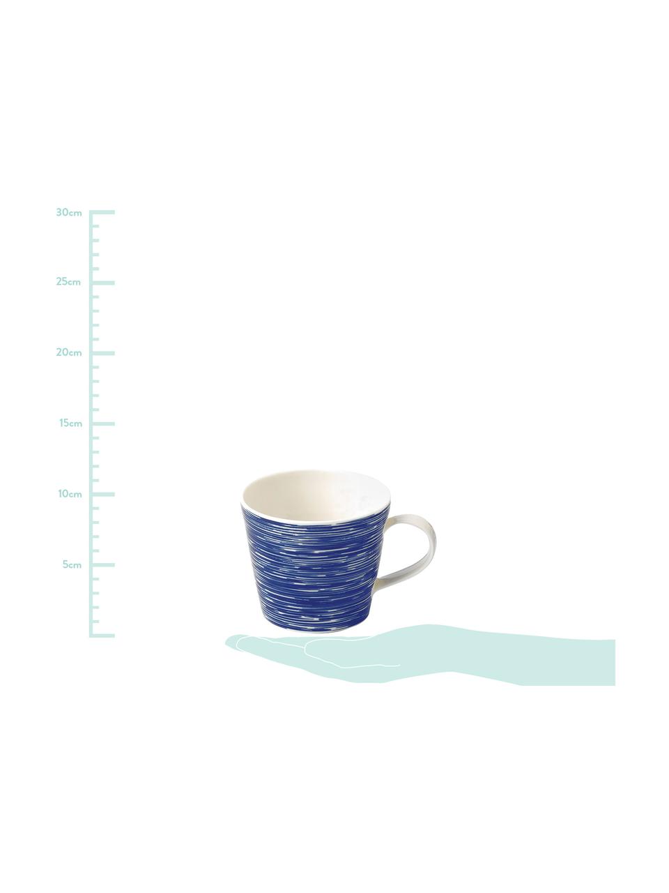 Set de tazas de porcelana Pacific, 6 pzas., Porcelana, Blanco, azul, Ø 10 x Al 9 cm