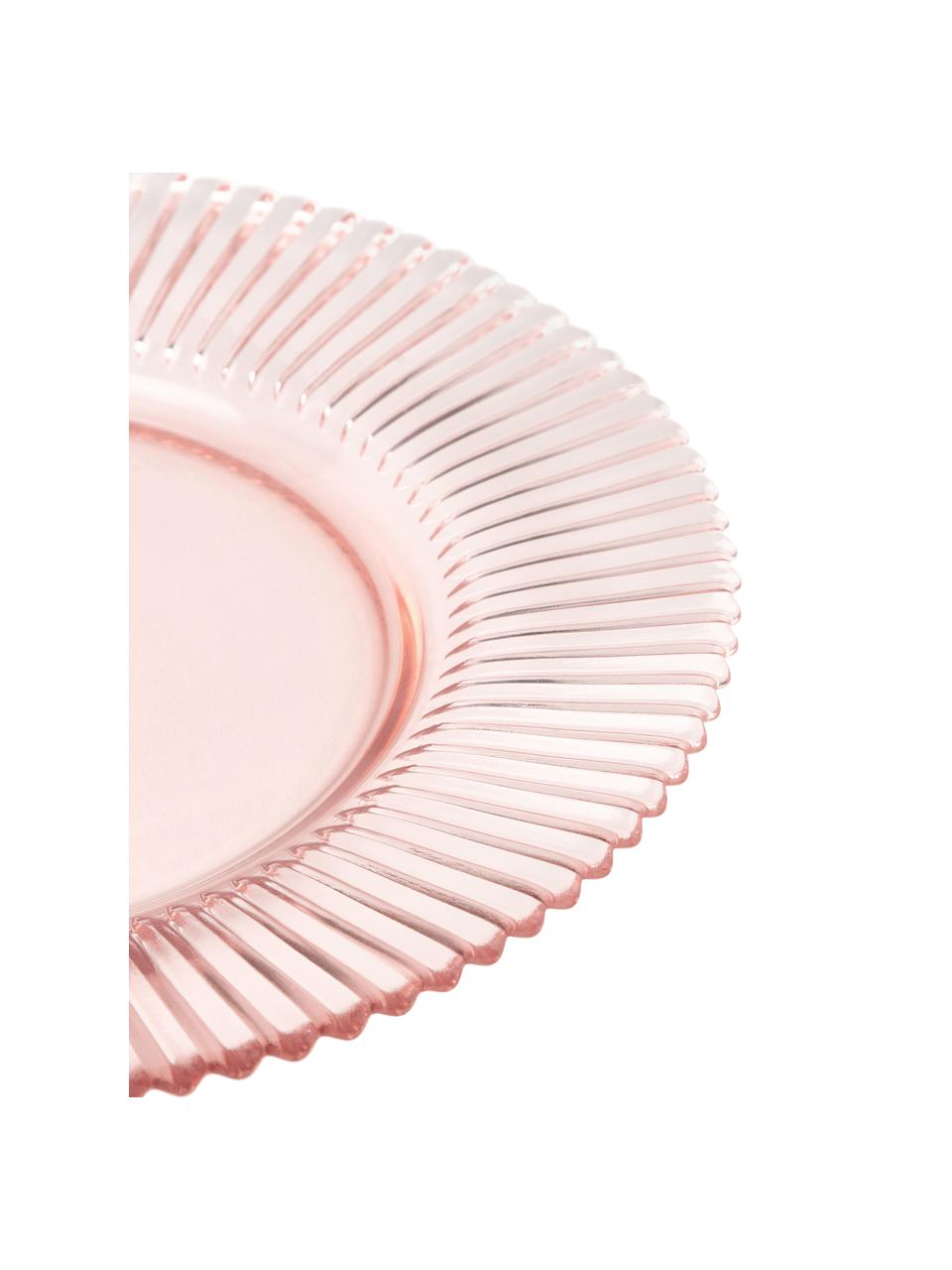 Assiettes plates avec relief rainuré Effie, 4 pièces, Verre, Blanc, Ø 28 cm