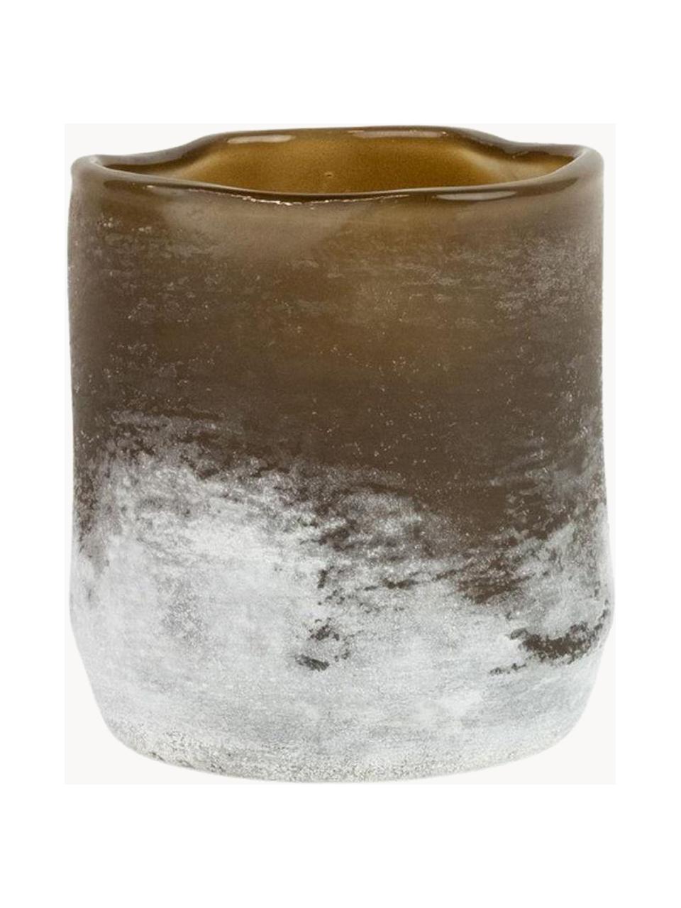 Teelichthalter Halde mit matter Oberfläche, Glas, Braun, Weiß, Ø 11 x H 12 cm