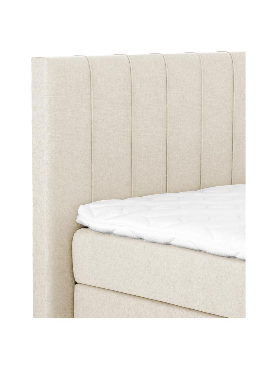 Premium boxspring bed Lacey in beige, Matras: 7-zones-pocketverenkern m, Poten: massief gelakt beukenhout, Geweven stof beige, 160 x 200 cm