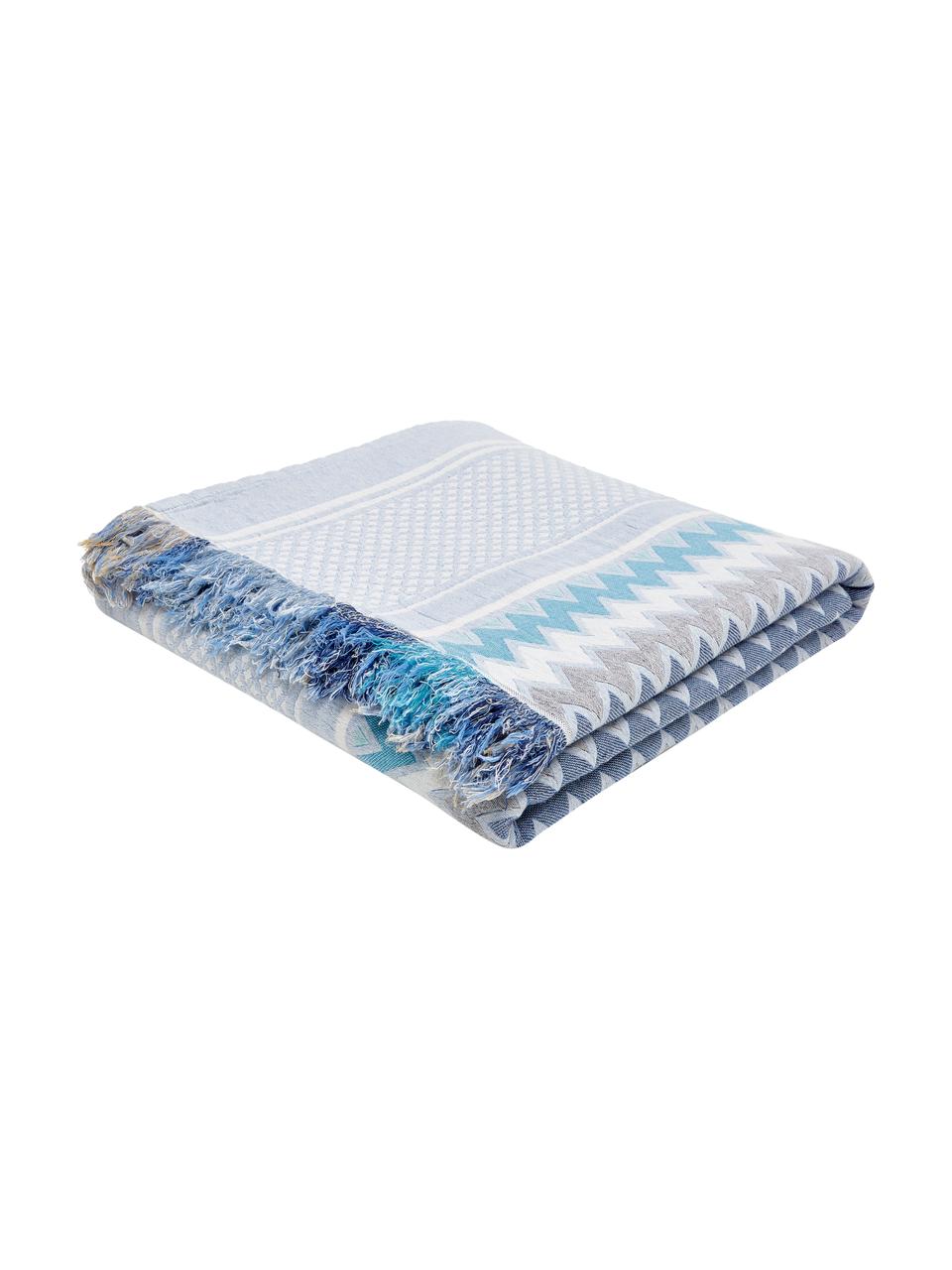 Colcha Oglio, 100% algodón, Azul, An 180 x L 235 cm (para camas de hasta 140 x 200)