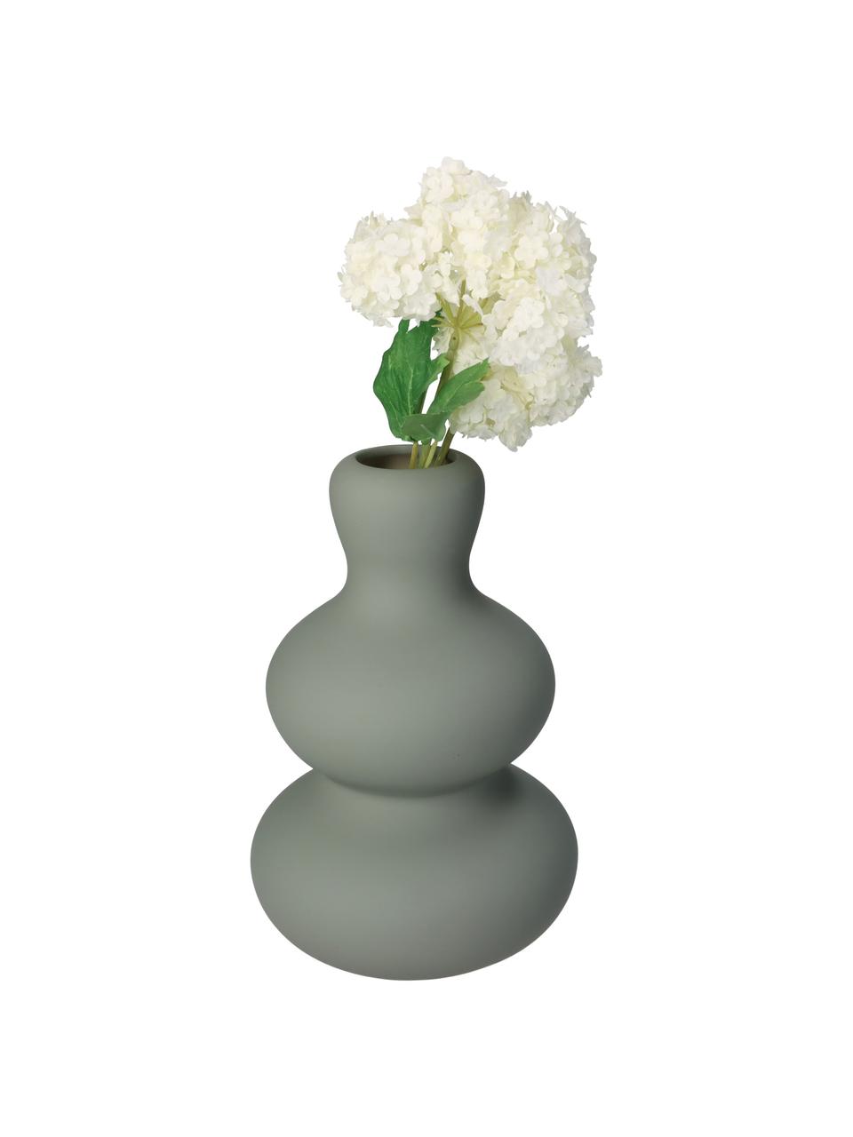 Vase Fine aus Steingut in Grün-Grau, Steingut, Grün-Grau, Ø 14 x H 20 cm