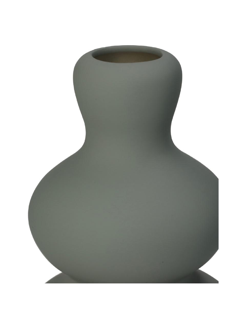Vase Fine aus Steingut in Grün-Grau, Steingut, Grün-Grau, Ø 14 x H 20 cm