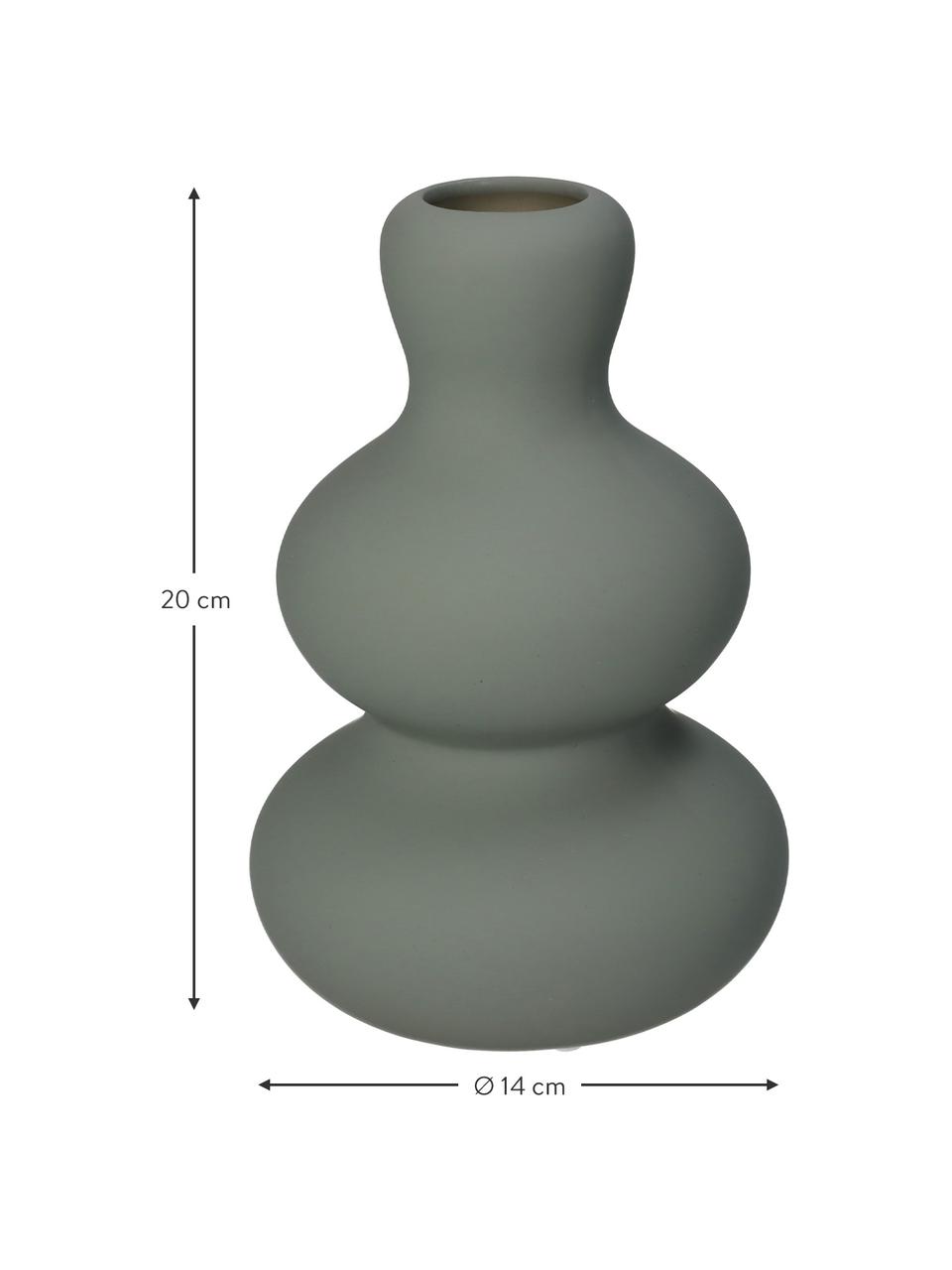 Vase en grès gris-vert Fine, Grès cérame, Vert-gris, Ø 14 x haut. 20 cm