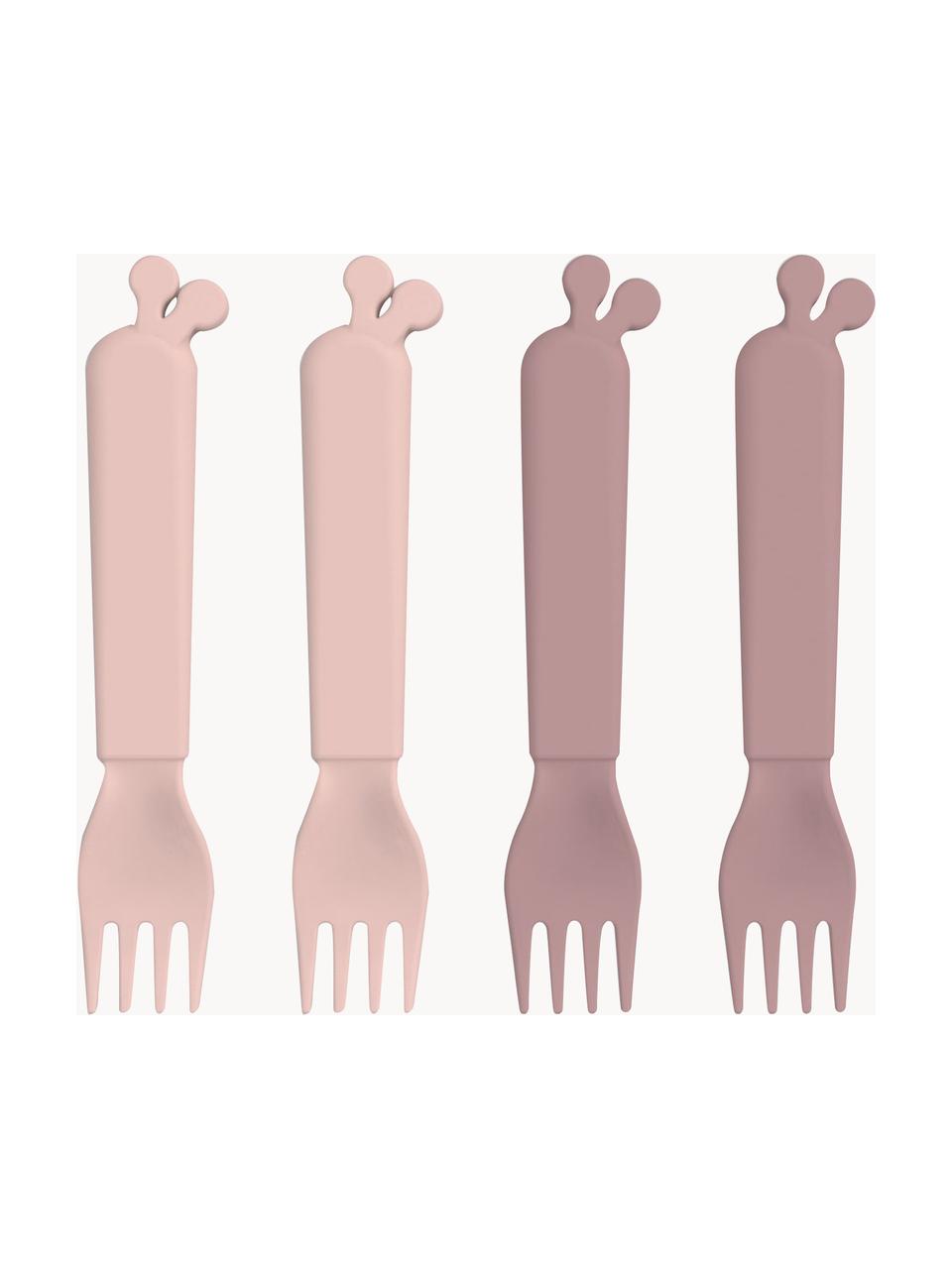 Set di 4 forchette Kiddish, Plastica, Rosa chiaro, malva, Lunghezza 13 cm
