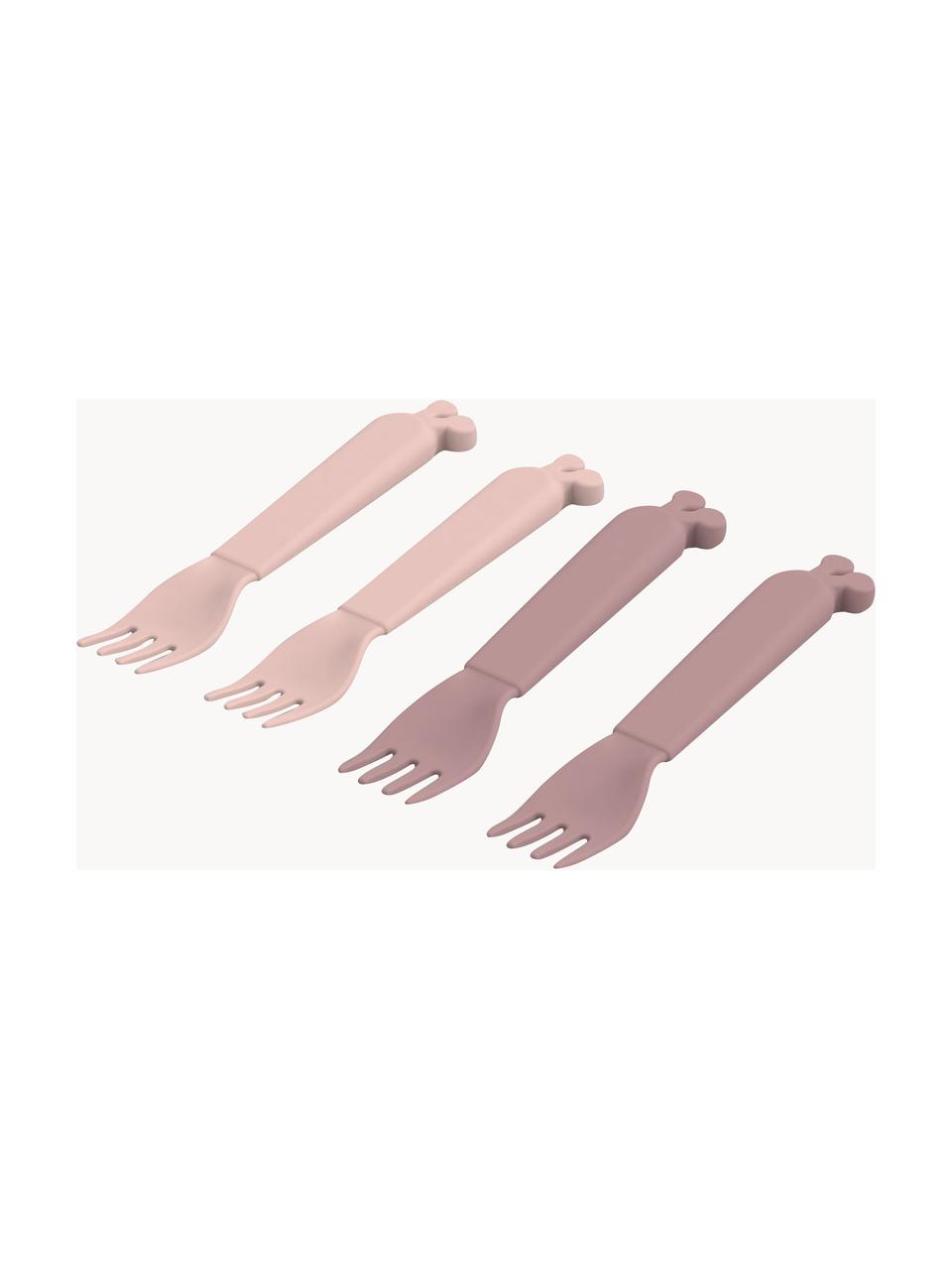 Set de tenedores Kiddish, 4 uds., Plástico, Rosa pálido, malva, L 13 cm
