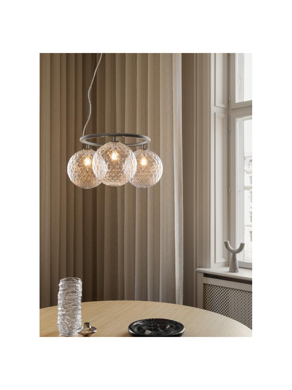 Hanglamp met glazen bollen Miira, Antraciet, transparant, Ø 54 x H 25 cm
