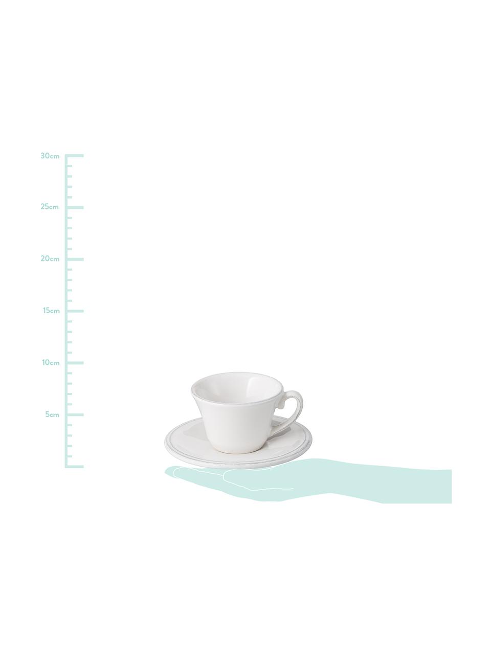 Tazas de café Constance, 6 uds., estilo rústico, Cerámica, Blanco, Ø 13 x Al 6 cm