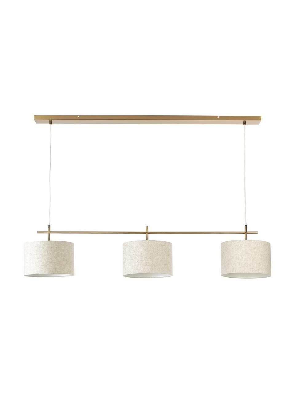 Lámpara de techo grande Liara, Estructura: metal cepillado, Fijación: metal cepillado, Cable: cubierto en tela, Beige, latón, An 140 x Al 90 cm