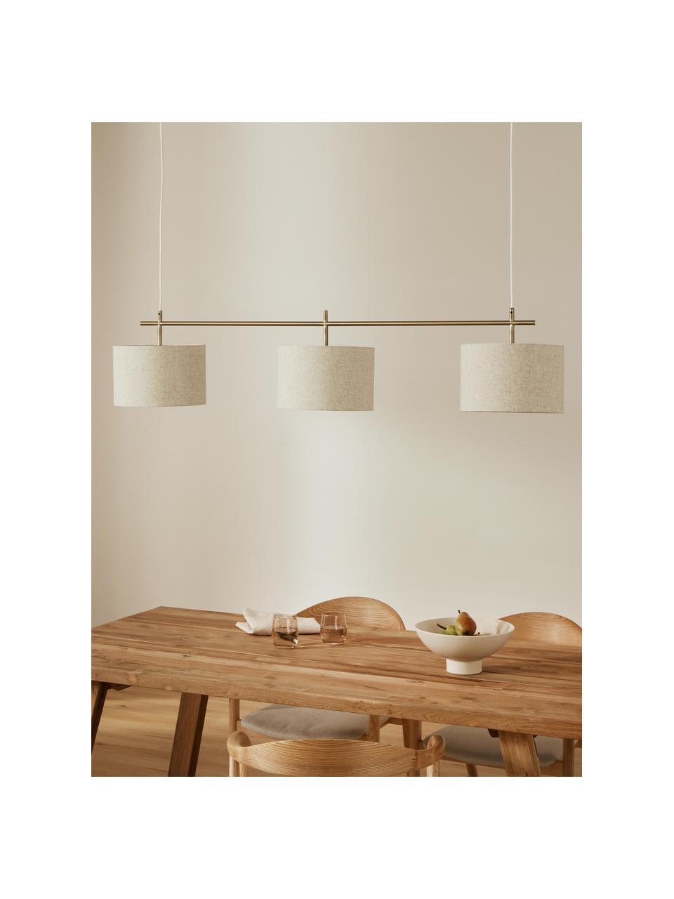 Lampa wisząca Liara, Stelaż: metal szczotkowany, Jasny beżowy, odcienie złotego, S 140 x W 18 cm