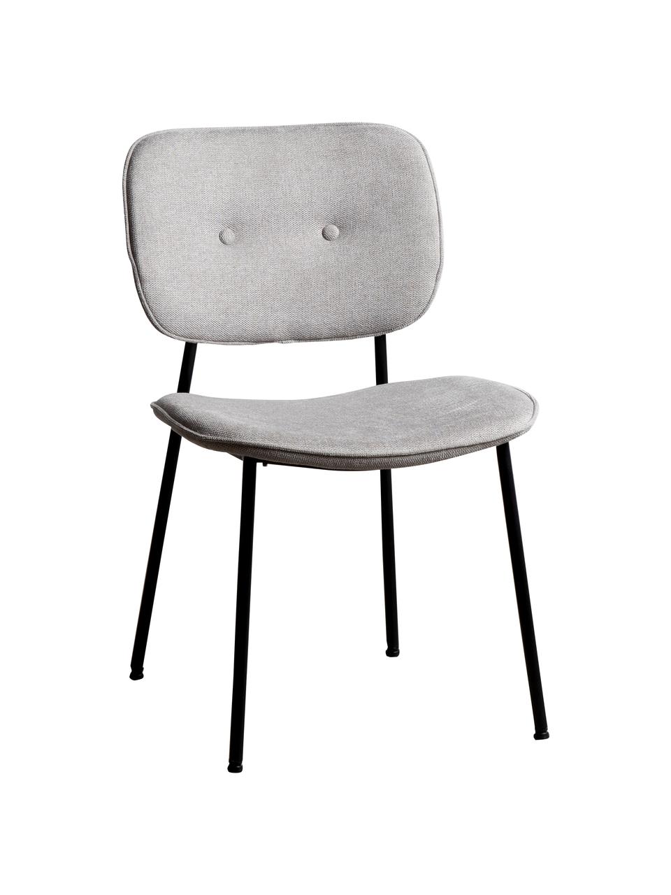 Krzesło tapicerowane Oprah, Tapicerka: 100% poliester, Nogi: metal powlekany, Jasny szary, czarny, S 56 x G 52 cm