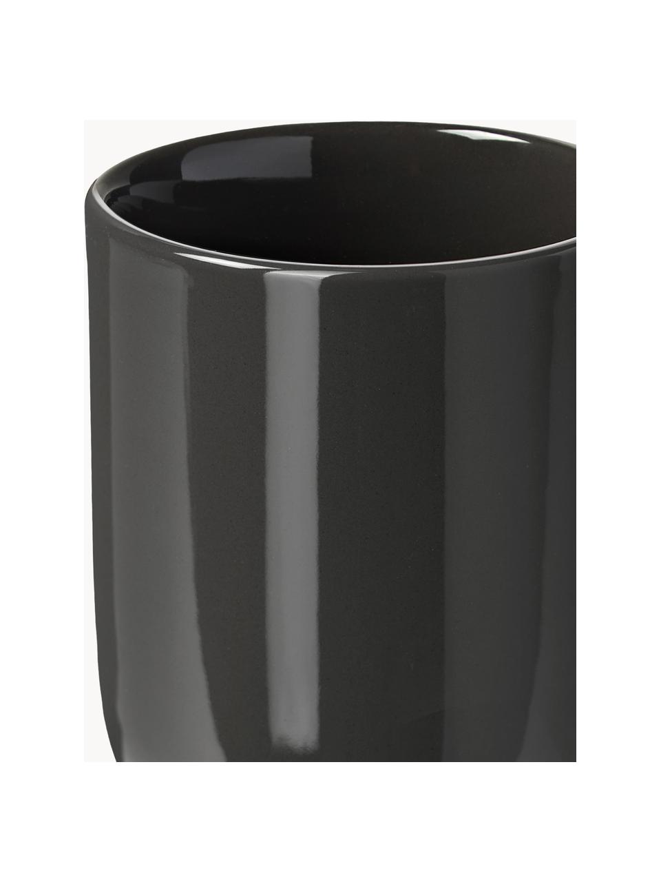 Tasses à café en porcelaine Nessa, 4 pièces, Porcelaine de haute qualité, émaillé, Gris foncé, haute brillance, Ø 8 x haut. 10 cm, 200 ml