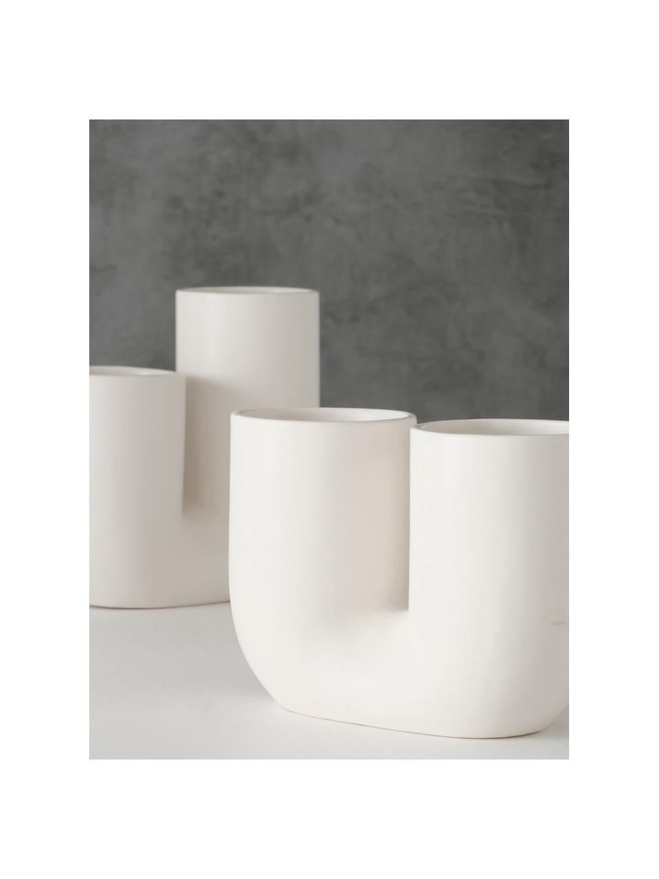 Sada ručně vyrobených designových kameninových váz Filicio, 2 díly, Kamenina, Bílá, Sada s různými velikostmi