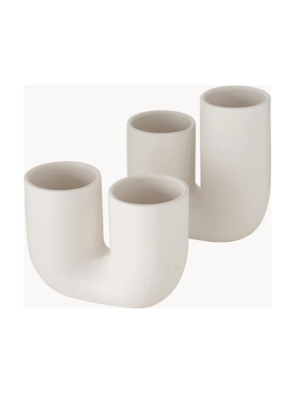 Vases design en grès cérame artisanaux Filicio, 2 élém., Grès cérame, Blanc, Lot de différentes tailles